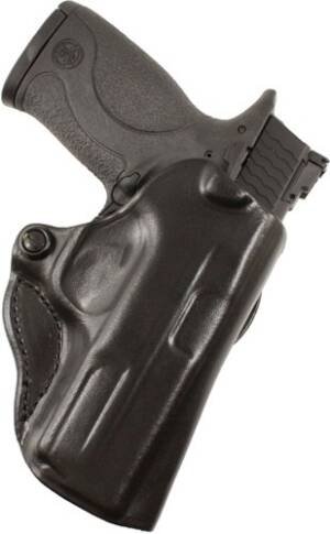 DESANTIS MINI SCABBARD HOLSTER - RH OWB LEATHER FOR GLOCK 43 BL