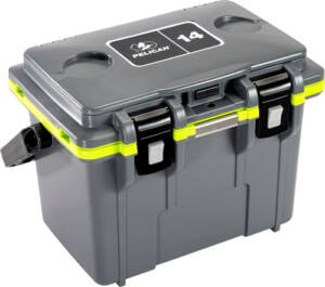 PELICAN COOLERS IM 14 QUART - DKGRAY/GREEN W/DRY STORAGE