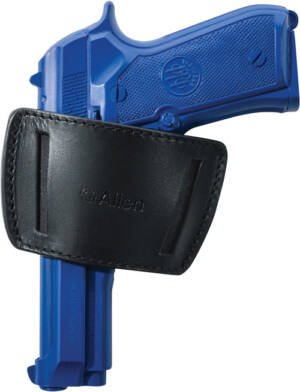 ALLEN BELT SLIDE HOLSTER AMBI - LEATHER MED FRAME AUTOS BLACK