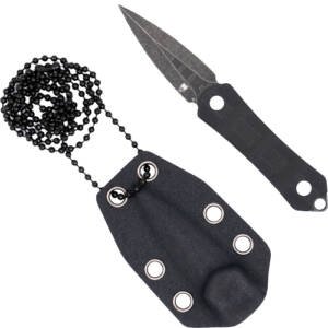 COBRATEC GUARDIAN NECK KNIFE - 1.99" D2 STONEWASH DAGGER W/SH