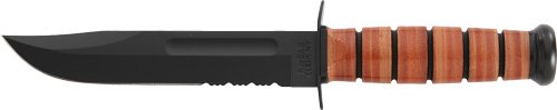 KA-BAR FIGHTING/UTILITY KNIFE - 7" SRRTD W/LEATHER SHEATH USMC - Image 2